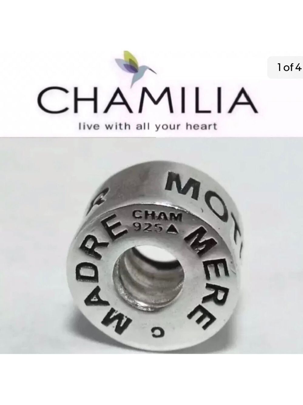 AUTHENTIC CHAMILIA "MOTHER MADRE MERE" STERLING SILVER CHARM 4 Bracelet …
